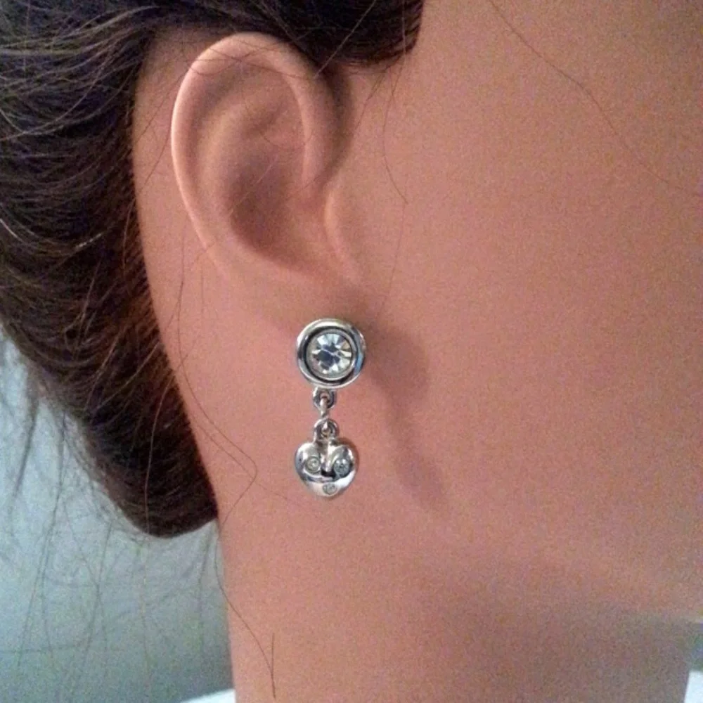 Banana Republic Dangle Heart Silver-tone bezel CZ 1